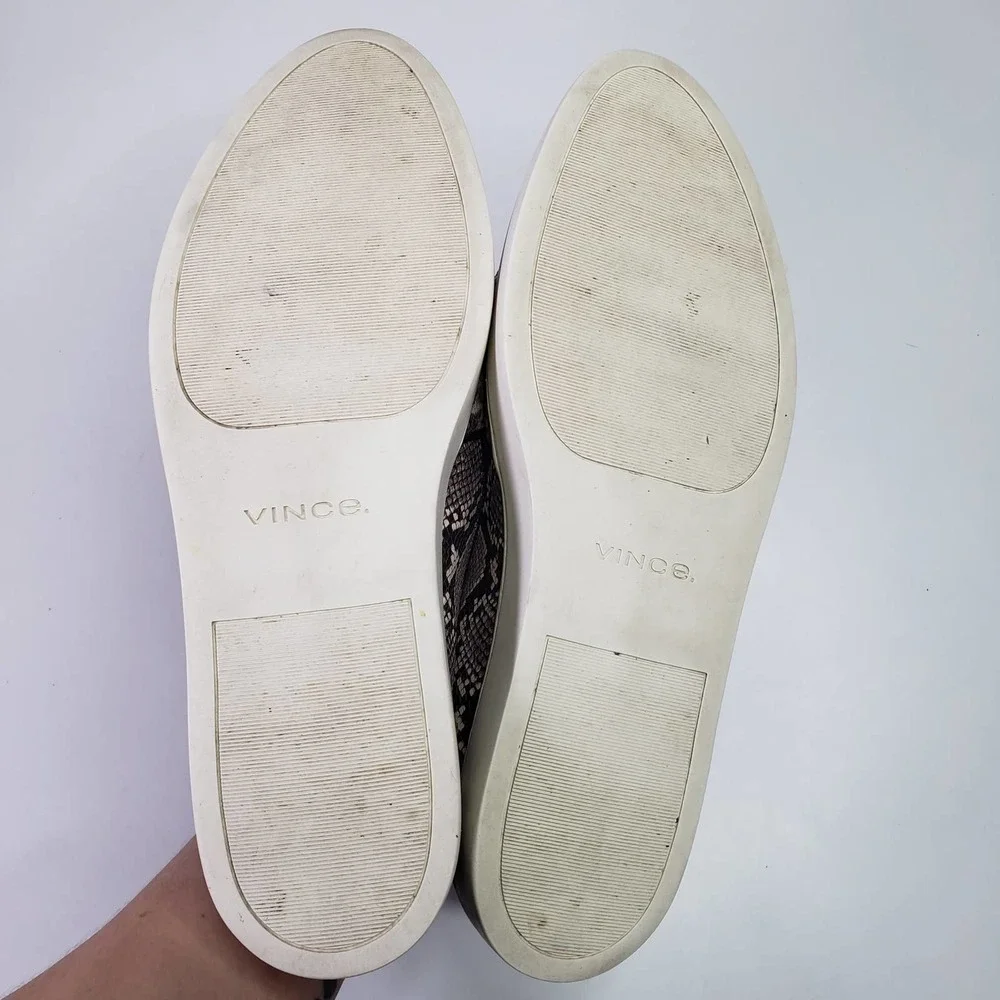 Vince Garvey Slip On Leather Snake Print Shoes Women's 9.5 Black Grey Ivory - Picture 11 of 12